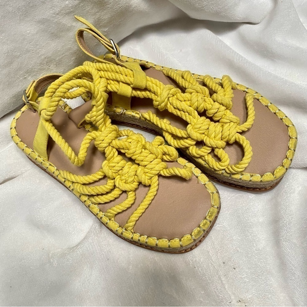 Asos Design yellow rope platform espadrilles size 6